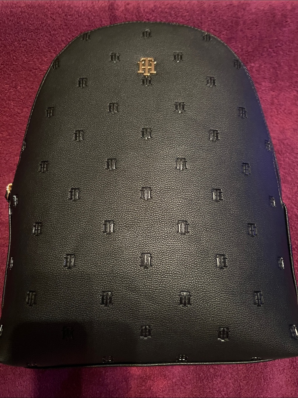 Tommy Hilfiger Black Backpack with Gold Logo